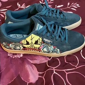 Puma blue suede skull shoes size 12